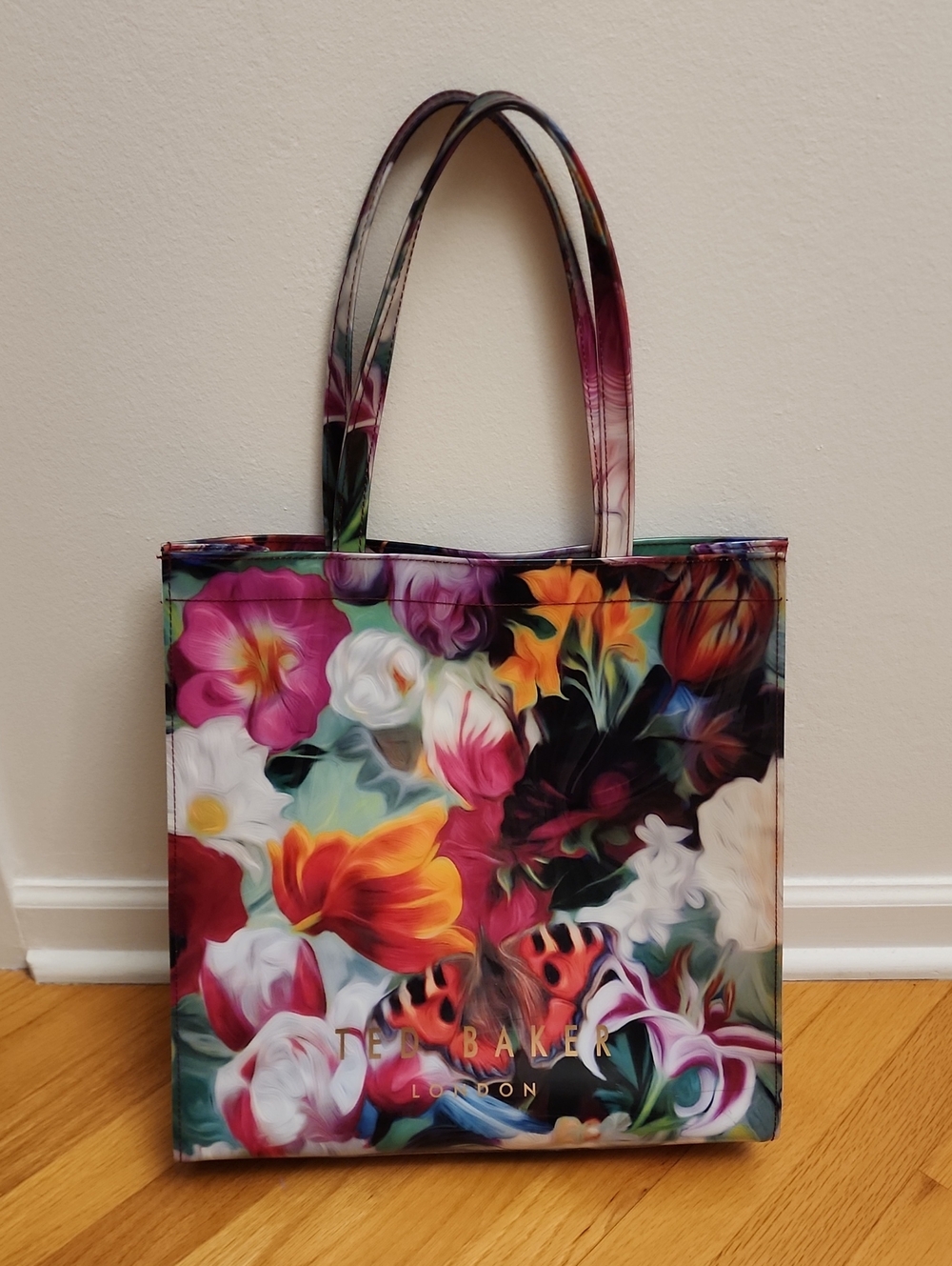 Ted Baker Floral Tote in Pink, Orange, White, Green and Purple Butterfly